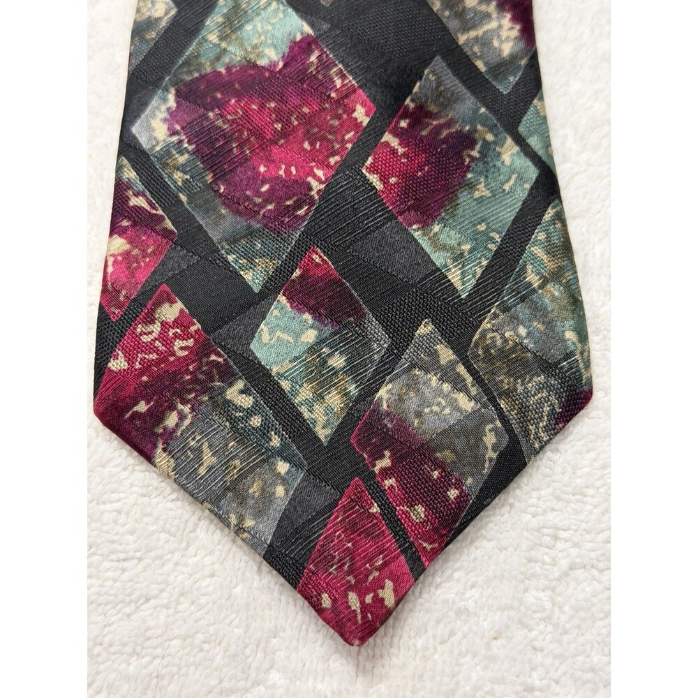 Bartolini Men's Silk Tie Geometric Made In Italy 57"